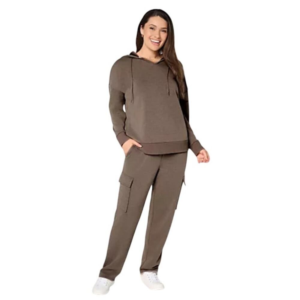 Berkshire Homewear Plush Jersey Cargo Lounge Set Womens 1XP Brown Comfort NEW